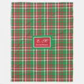 Classic Christmas Plaid Blanket Monogram Holiday Fleece Deken (Voorkant)