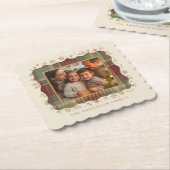 Classic Christmas Plaid Photo Template ID1141A Kartonnen Onderzetters (Gebogen)