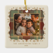 Classic Christmas Plaid Photo Template ID1141A Keramisch Ornament (Voorkant)