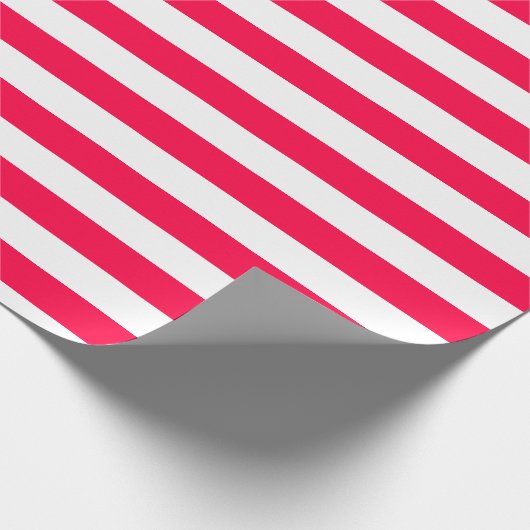 Classic Christmas Red White Gestreepte Sjabloon Cadeaupapier (Hoek)