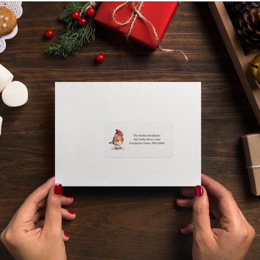 Classic Christmas Robin, custom Etiket