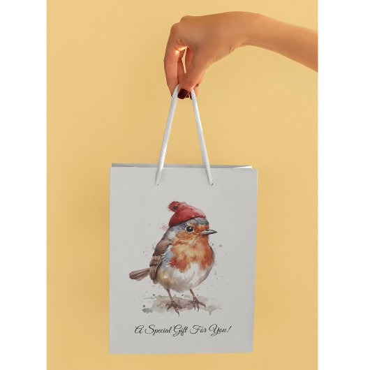 Classic Christmas Robin, custom Medium Cadeauzakje