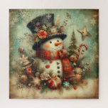 Classic Christmas Snowman Jigsaw Puzzle<br><div class="desc">puzzle classique de bonhomme de neige de noël</div>