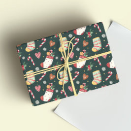 Classic Christmas Stockings Wrapping Paper Cadeaupapier