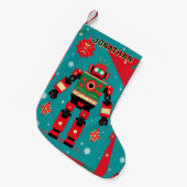 Classic Christmas Sweater Pattern Robot Kleine Kerstsok (Voorkant (Hangend))