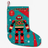 Classic Christmas Sweater Pattern Robot Kleine Kerstsok (Voorkant)