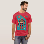 Classic Christmas Sweater Pattern Robot T-shirt (Voorkant volledig)
