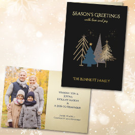 Classic Christmas Tree Seasons Greetings Gold Foil Folie Wenskaart