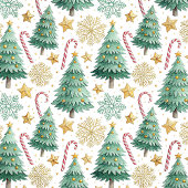 Classic Christmas trees gold and green tablecloth Tafelkleed