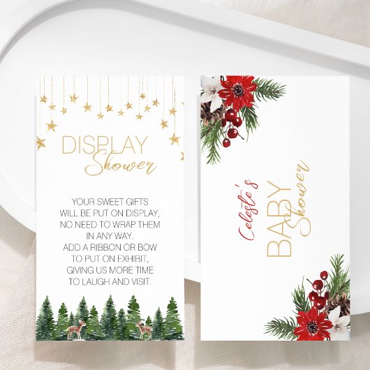 Classic Christmas White Baby shower Display Douche Informatiekaartje
