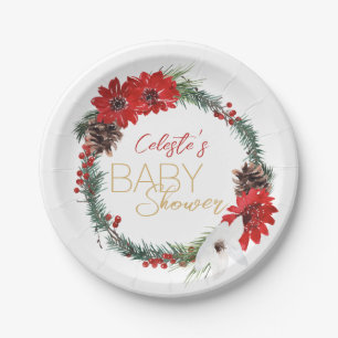 Classic Christmas White Baby shower papieren Borde Bordje