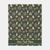 Classic Christmas Wreath & Mittens Fleece Blanket (Voorkant)