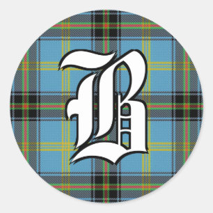 Classic Clan Bell Tartan Monogram Ronde Sticker