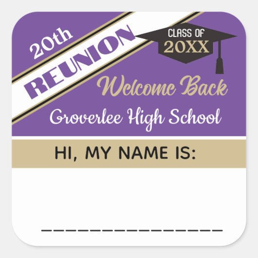 Classic Classe Reunion Nom étiquette Sticker (Devant)