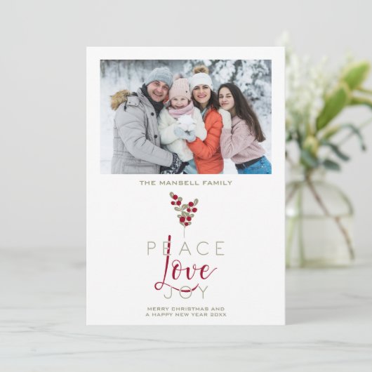 Classic Classy Christmas Holly Branches Feestdagen Feestdagenkaart (Staand voorkant)