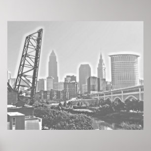 Classic Cleveland River Uitzicht Skyline Poster