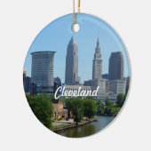 Classic Cleveland Skyline Keramisch Ornament (Links)