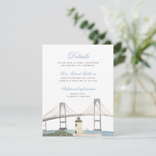 Classic Coastal Wedding Details Kaart - Newport, R (Staand voorkant)