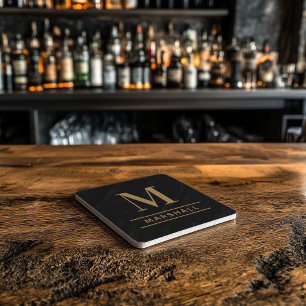 Classic Cognac Tan Personalized Monogram Initiaal Stenen Onderzetter