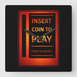 Classic Coin-Op Arcade Wall Clock | Gamer Decor Vierkante Klok