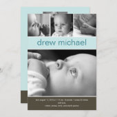 Classic Collage Faire-part de naissance photo bébé (Devant / Derrière)