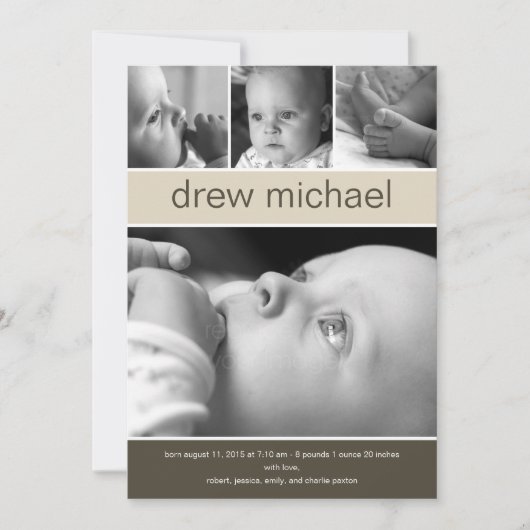 Classic Collage Faire-part de naissance photo bébé (Devant)