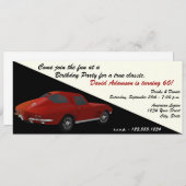 Classic Corvette Birthday Party Invitation Kaart (Voorkant / Achterkant)