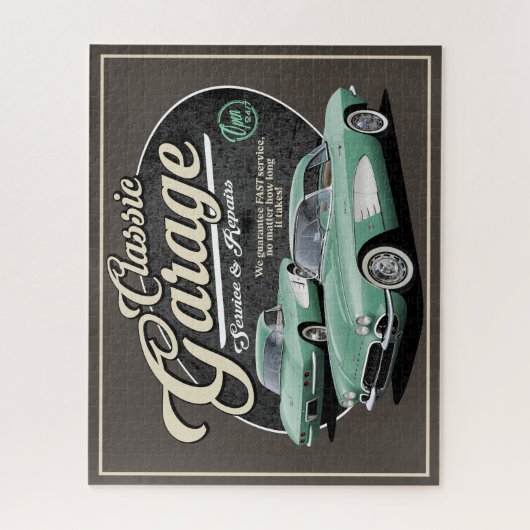 Classic Corvette Garage Jigzaag Puzzle Legpuzzel (Verticaal)