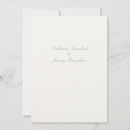 Classic Creamy White Linen Wedding Script Kaart (Achterkant)