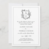 Classic Crest Black White Faire-part de mariage (Devant)