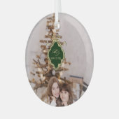 Classic Crest Kerstvakantie Foto Glas Ornament (Voorkant links)