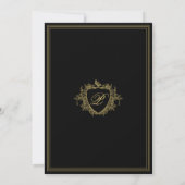 Classic crest monogram gold black wedding kaart (Achterkant)