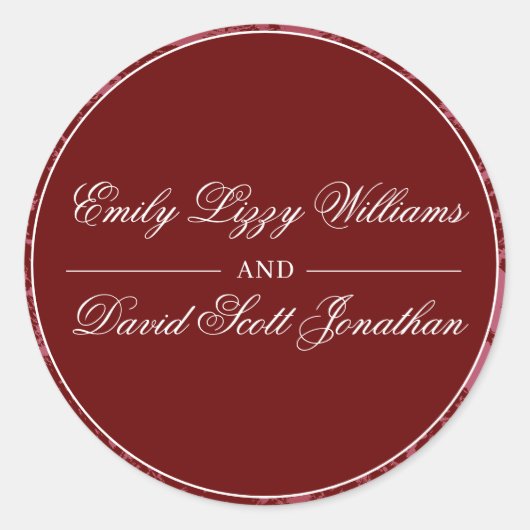 Classic Crimson Red Elegant Abstract Ronde Sticker (Voorkant)