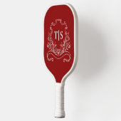 Classic Crimson Red Monogram Initial Pickleball Paddle (Links)