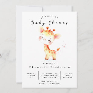 Classic Custom Giraffe Baby shower Kaart
