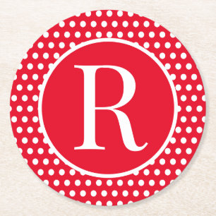 Classic Custom initiaal letter Polka Dot Ronde Kartonnen Onderzetter