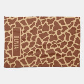 Classic Custom Name Giraffe Animal Print Pattern Theedoek (Horizontaal)