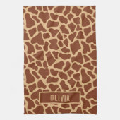 Classic Custom Name Giraffe Animal Print Pattern Theedoek (Verticaal)