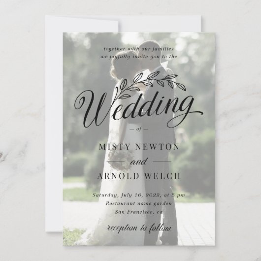 Classic Custom Photo Backyard Botanic Leaf Wedding Kaart (Voorkant)