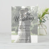 Classic Custom Photo Backyard Botanic Leaf Wedding Kaart (Staand voorkant)