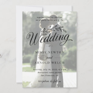 Classic Custom Photo Backyard Botanic Leaf Wedding Kaart