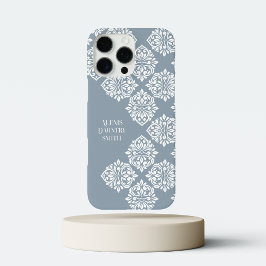 Classic Damask Abstracte geometrische cadet grijs iPhone 16 Pro Max Hoesje