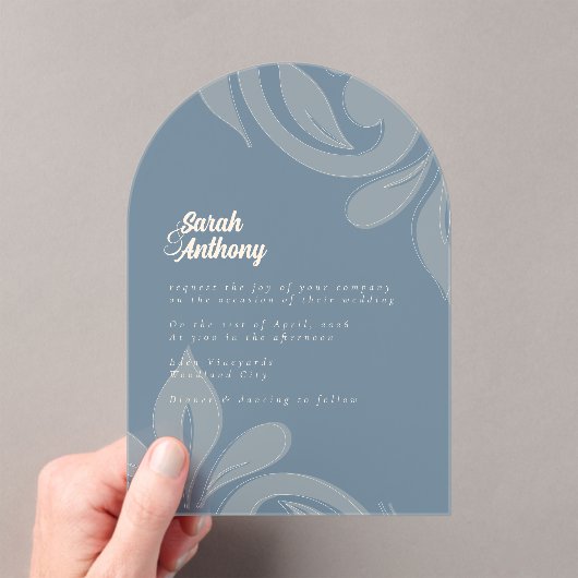 Classic Damask Blauwgroen bruiloft acryl uitnodigi Acryl Uitnodigingen (Insitu (Draagbaar))