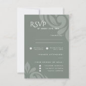 Classic Damask Earthy Sage Photo Wedding RSVP (Devant)