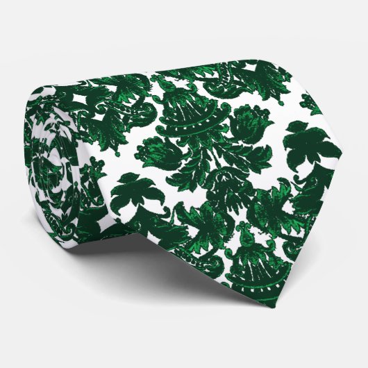 Classic Damask Green Stropdas (Opgerold)