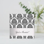 Classic Damask Invitation Kaart (Staand voorkant)