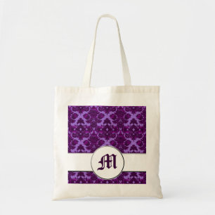 Classic Damask Paars (Monogram) Tote Bag