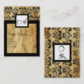 CLASSIC DAMASK PARCHERSQUARE MONOGRAM VISITEKAARTJE (Voorkant / Achterkant)