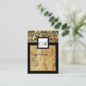 CLASSIC DAMASK PARCHERSQUARE MONOGRAM VISITEKAARTJE (Staand voorkant)