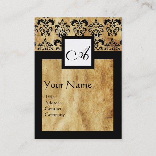 CLASSIC DAMASK PARCHERSQUARE MONOGRAM VISITEKAARTJE (Voorkant)